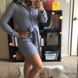 Button down striped dress with bow 🎀